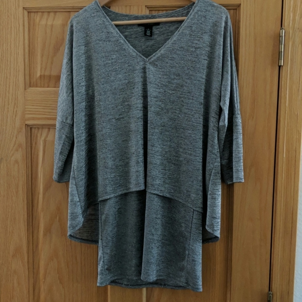 White House Black market |hi lo silver overlay top